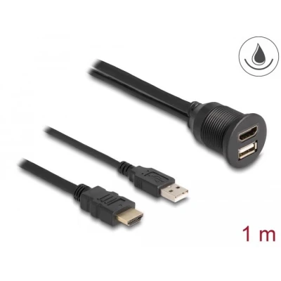 Afbeelding van Delock Kabel HDMI A Stecker und USB 2.0 Typ zu Buchse