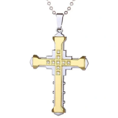 Afbeelding van Ketting met Kruis Hanger Goud / Zilver kleurig Diamantjes (Zirkonia) Kettingen Heren Dames Cadeau voor Man Mannen Cadeautjes
