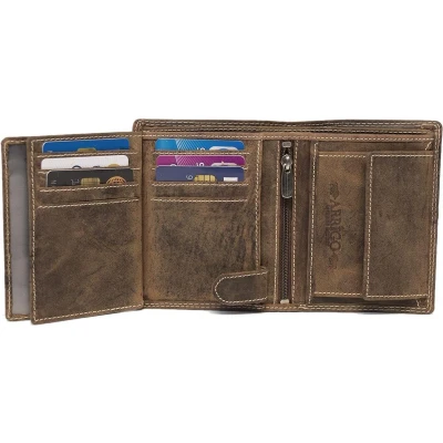 Afbeelding van Portemonnee Heren Cognac RFID Anti Skim Leer Bruin Portefeuille