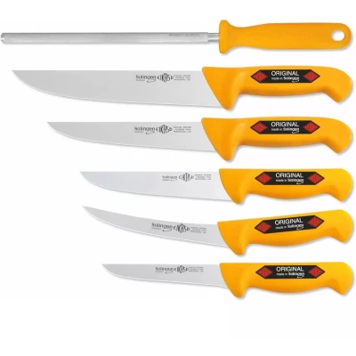 Afbeelding van EIKASO 6 delige Slagersmessenset Molybdeenstaal Geel Handvat Voor Slager, BBQ of Wild Sol...