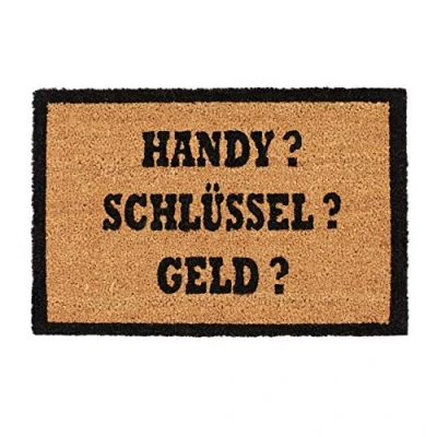 Afbeelding van Relaxdays kokosmat ALLES DABEI 40 x 60 cm deurmat binnenmat kokosvezels naturel zwart