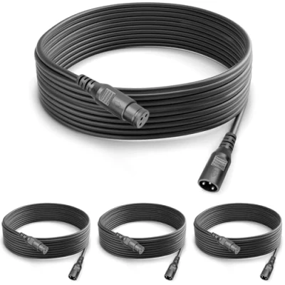 Afbeelding van WecanLight UK of EU Plug DMX Signal Connection Cable Power Neutrik PowerCon XLR Cannon Head 4Pack 5m/16.4ft Wire