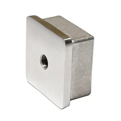 Afbeelding van Priostahl vierkante buisstop, stop, afdekkap, buiskap, 40 x 2 mm 1 stuk plat met M8 schroefdraad voor buizen als eindkap, afdekking, buisleuning van roestvrij staal V2A