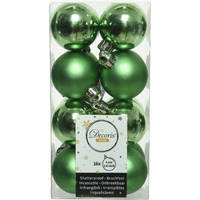 Afbeelding van 16x stuks kunststof kerstballen groen 4 cm glans/mat Kerstbal