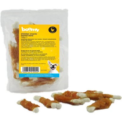 Afbeelding van Boomy Hondensnacks Hondensnoepjes Botjes met kip 3 x 100g