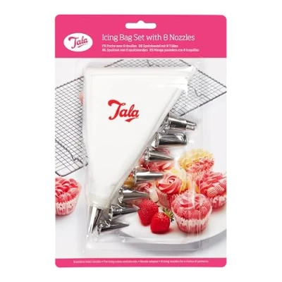 Afbeelding van Tala Spuitzak, 8 Spuitmondjes, RVS, Wit