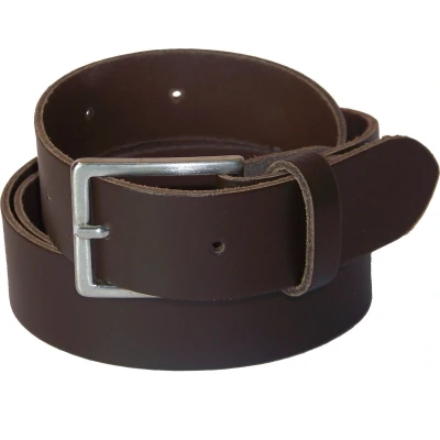 Afbeelding van 100% Leren Riem, 3 cm. Breed, maat 115 Totale lengte 130 cm, Donkerbruin.