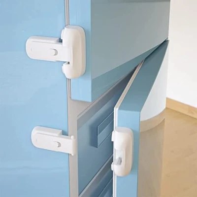 Afbeelding van SAFELON 2 Stuks Baby veiligheid koelkastslot, kindveilige koelkast vriezer deurslot, peuter kind klink catch lock (Wit)