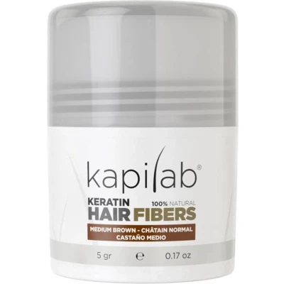 Afbeelding van Kapilab Keratine Volumepoeder Middenbruin Geeft volume aan het haar Verbergt haaruitval 100% natuurlijk 5 gram