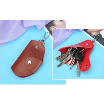 Afbeelding van Sleutelbos Organizer Luxe Leren Sleutel Sleutelhanger Eco Leer sleutelmapje Key Keychain Holder Karabijnhaak Sleutelhouder Sleuteletui Heren Karabijnsluiting opberger Dames Hanger Bruin