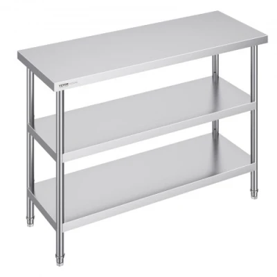 Afbeelding van VEVOR Voorbereidingstafel roestvrij staal, 45,7 x 121,9 86,4 cm