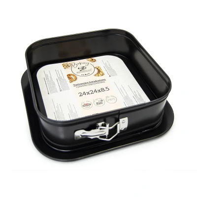 Afbeelding van Meyerhoff Bakery vierkante springvorm/ bakvorm met opstaande rand 24 x 8,5 cm zwart