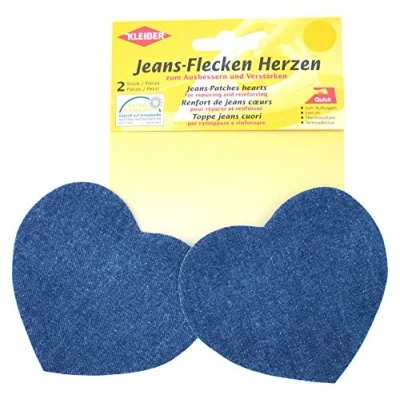 Afbeelding van Kleiber + Co.GmbH jeans vlekken harten, middenblauw, ca. 8,5 cm x 10,5