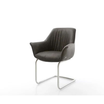 Afbeelding van sledemodel Keila Flex met armleuning rond roestvrij staal antraciet vintage