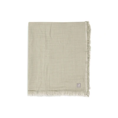 Afbeelding van Jollein Deken Ledikant 120x120cm Fringe Olive Green/Ivory GOTS