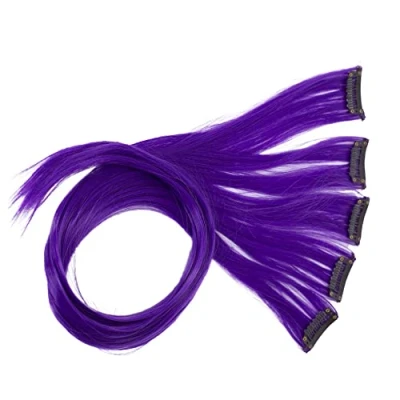 Afbeelding van CAISHA 60cm Kleurrijk Streng Highlights Clip In Extension Hair Extensions Steil Lang Haar Haarstukje Paars BST107