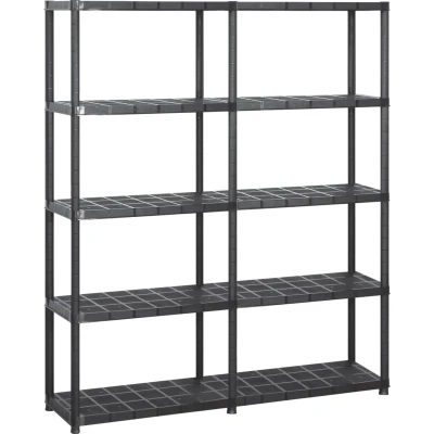 Afbeelding van vidaXL Opbergrek 5 laags 142x38x170 cm kunststof zwart
