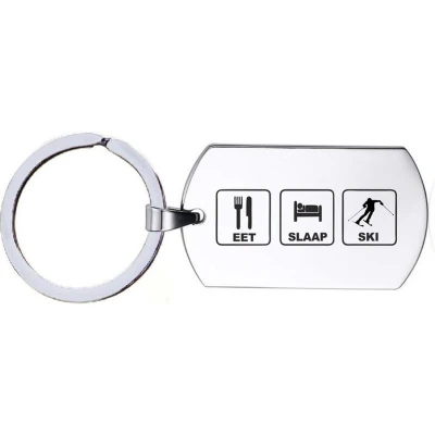Afbeelding van Sleutelhanger RVS Eet Slaap Ski