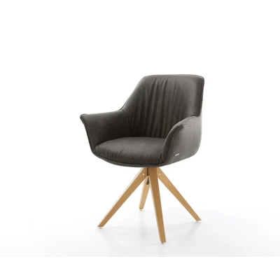 Afbeelding van Draaistoel Keila Flex met armleuning houten frame hoekig antraciet vintage