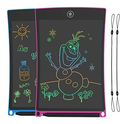 Afbeelding van HOMESTEC Lcd schrijfdienblad, 2 stuks, speelgoed voor kinderen, 3 4 5 6 meisjes, jongens, tekentablet, magische leisteen, cadeaus verjaardag, Kerstmis (roze en blauw)