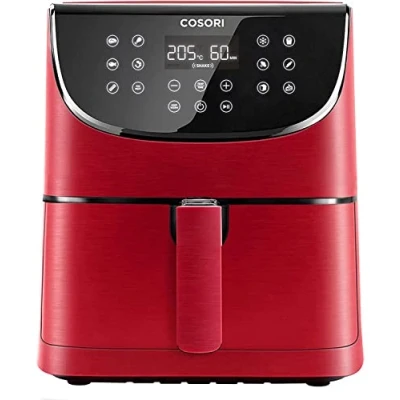 Afbeelding van COSORI Olievrije friteuse van 5,5 l, heteluchtfriteuse met 11 programma&#039;s, 100 recepten in het Spaans, warmhoudfunctie, LED touchscreen, timer, 1700 W, rood