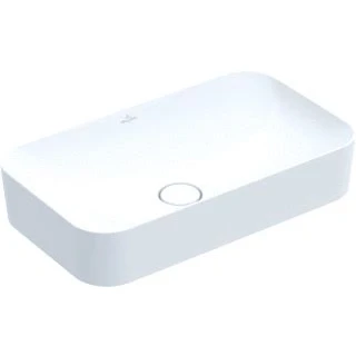 Afbeelding van Villeroy en boch finion opzetwastafel 60 x 35 cm ongeslepen zonder kraangat overloop wit ceramic plus 414361r1