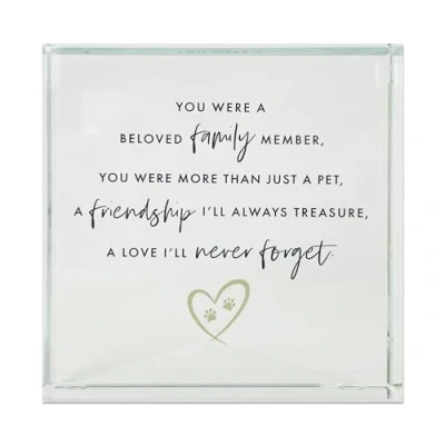 Afbeelding van Pet Memorial massief glazen ornament kristallen teken rouw aandenken met hart en poot print motief sympathie cadeau voor verlies van huisdier 9 x 2 cm