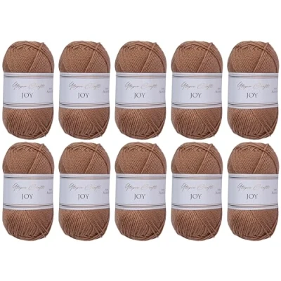 Afbeelding van Utopia Crafts JOY Uni brei en haakgaren, zacht, onderhoudsvriendelijk, 100% polyacryl, bol van 10 x 50 g, 150 m (bruine derby)