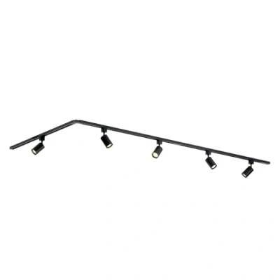 Afbeelding van Qub Focus III 1 Fase Railverlichting GU10 300cm L vorm 5 spots Railsysteem Zwart