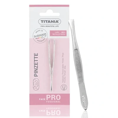 Afbeelding van TITANIA Pincet uit Solingen (8 cm) Made in Germany Wenkbrauwpincet om te epileren Extra nauwkeurig Voor ontharing · Rechte en brede punt