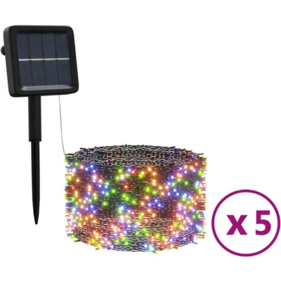 Afbeelding van 5 st Lichtslinger met 200 LED&#039;s solar binnen/buiten meerkleurig