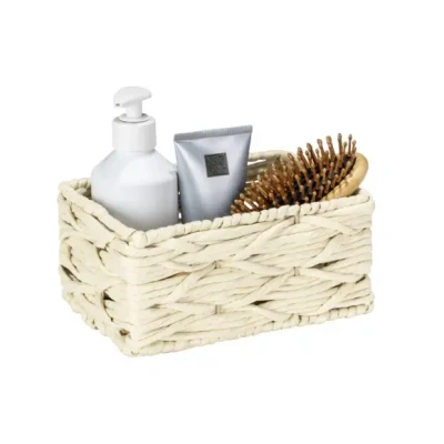 Afbeelding van Vabriano Badkamerbox, Kleine Opbergmand Van Papiergaas, Voor Opslag In Badkamer En Kantoor, 19 X 9 14 Cm, Trendy Boho Stijl, Beige