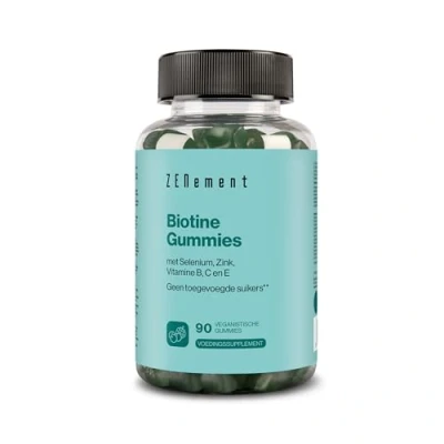 Afbeelding van Biotine Gummies voor Haar, Huid en Nagels Zonder Toegevoegde Suikers of Zoetstoffen met Selenium, Zink de Vitamines A, C, E &amp; B complex 90 Veganistische Smaak van Bosbessen Zenement