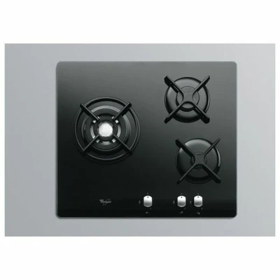 Afbeelding van WHIRLPOOL AKT404NB Gaskookplaat 3 branders 6350W L59 x D51cm Gehard glas coating Zwart