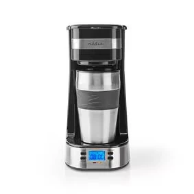Afbeelding van Koffiezetapparaat Nedis (1 Kops, Timer, Dubbelwandige reisbeker, Automatische uitschakeling, Zwart)