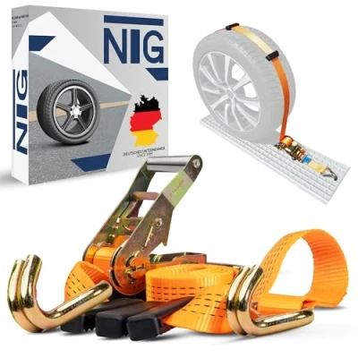 Afbeelding van 8 x 50 mm spanriem auto transport sjorriem wielbeveiliging personenauto bandriem