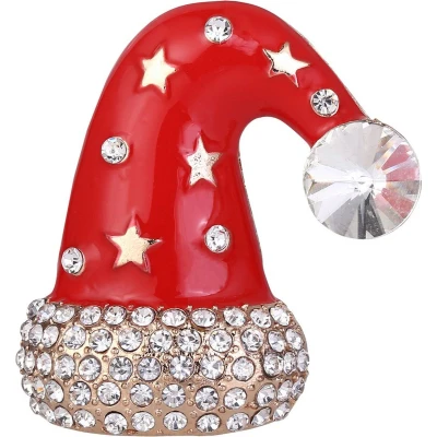 Afbeelding van Kerstbroche Kerstmuts Broche met strass Kerstmanmuts Sieraad