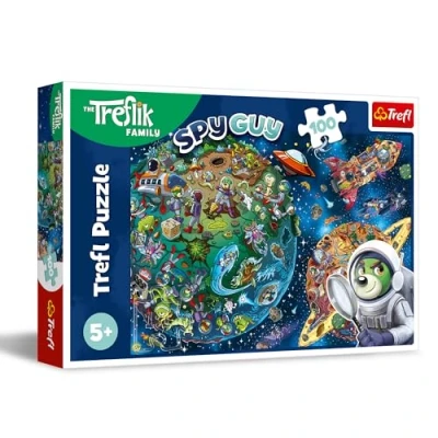 Afbeelding van Trefl The Treflik Family, de Trefliks in Ruimte Puzzel met 100 Stukjes Kleurrijke puzzel, Creatief Vermaak, Leuk voor kinderen vanaf 5 jaar