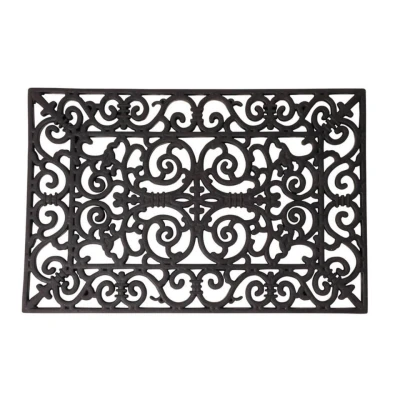Afbeelding van Rubberen schoonloopmat zwart klassieke print 60 x 40 cm Deurmatten schoonloopmatten