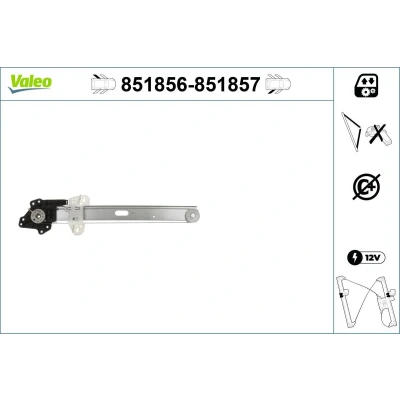 Afbeelding van Valeo Raammechanisme Links achter Electrisch Zonder elektro motor 851856