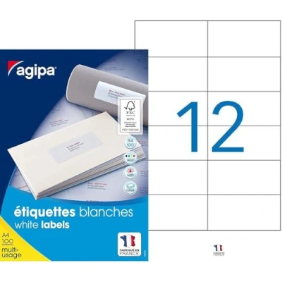 Afbeelding van agipa universele etiketten, 105 x 57 mm, wit, rechthoekig