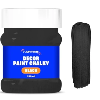 Afbeelding van 7 Artists Krijtverf Zwart 230 ml Matte Afwerking Chalk Paint Meubelverf zonder schuren Krijtverfkleuren Houtverf Vintage Verf
