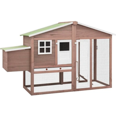 Afbeelding van Kippenhok Met Nestkast Massief Vurenhout Rood En Wit mocha and white