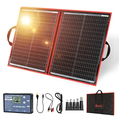 Afbeelding van DOKIO Opvouwbaar Zonnepaneel 100w 12v Monokristallijne zonnelader met 10A controller voor caravan camper camping Auto Boot Batterij opladen