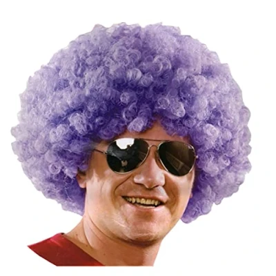 Afbeelding van Stijlvolle Afro Party Pruik Volwassenen Fancy Dress 70s Disco Krullend Haar (Paars One Size )