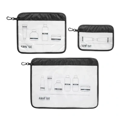 Afbeelding van Tatonka Toilettas Zip Flight Bag Set (3 stuks A4 / A5 A6) transparante zak voor het meenemen van vloeistoffen in de handbagage vliegtuig (zwart)