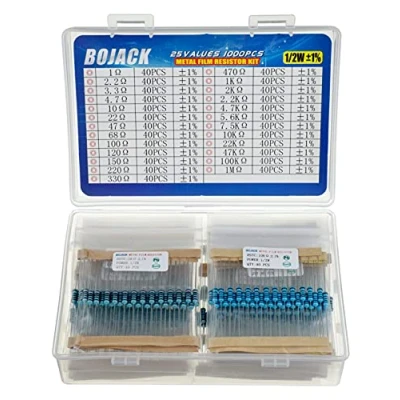 Afbeelding van BOJACK 1000 stuks 25 waarden weerstandskit 1 ohm 1m met 1% / 2W metaalfilm weerstanden assortiment