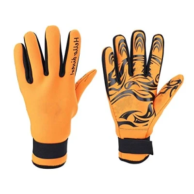Afbeelding van VGEBY1 2 mm neopreen duikhandschoenen, 5 vingerige duikhandschoenen voor watersportuitrusting met hoge prestaties. Volwassene. (M Oranje)