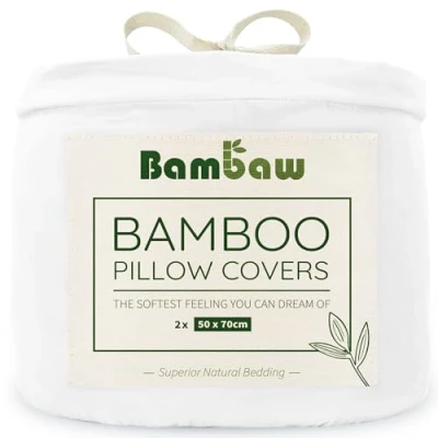 Afbeelding van Bambaw Kussenslopen 50x70 cm (Pack van 2), 100% Bamboe, Hypoallergeen, Zachte en Ademende Kussenslopen, Voor Haar Huid Wit
