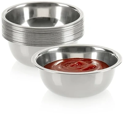 Afbeelding van COM FOUR® 16x sauskommen kleine kommen kom voor sauzen, dipsauzen en snacks snackkommen, kommenset kruidenkom metalen roestvrij staal (16 stuks)